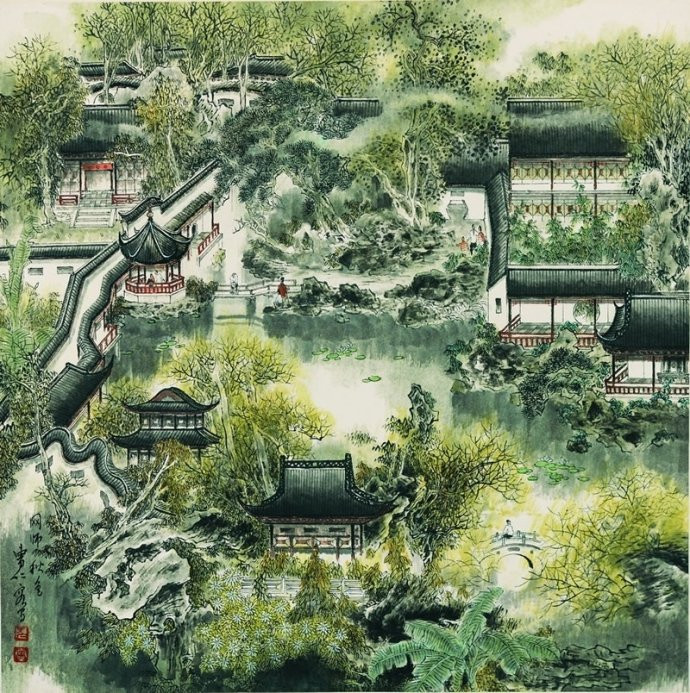 苏州园林国画欣赏